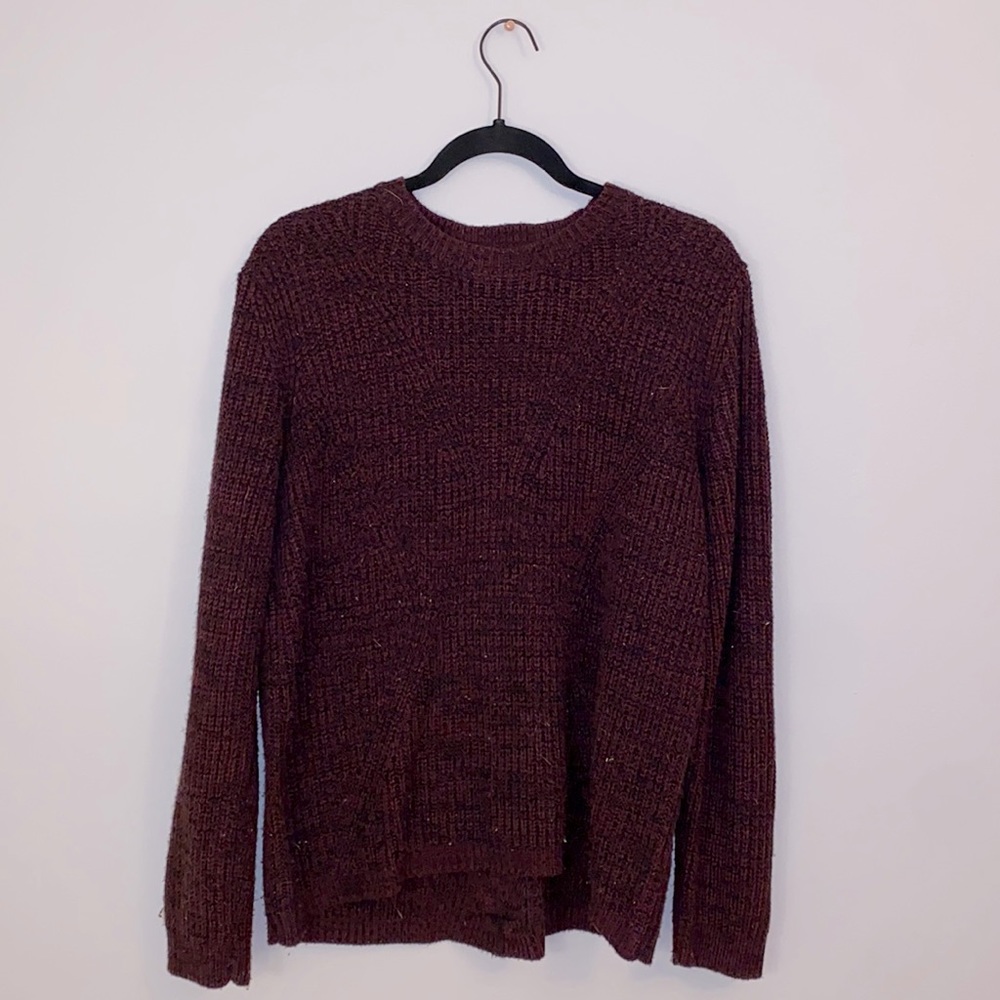 Cozy Plum Sweater with Criss-Cross Back